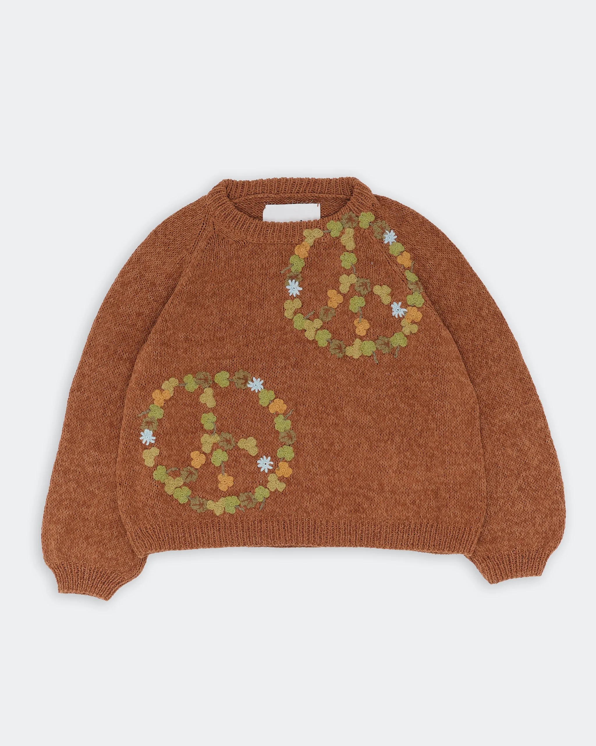 Bulb Knit Jumper - Brown Peace Wide Hem Detail ZeroWaste Manufacturing