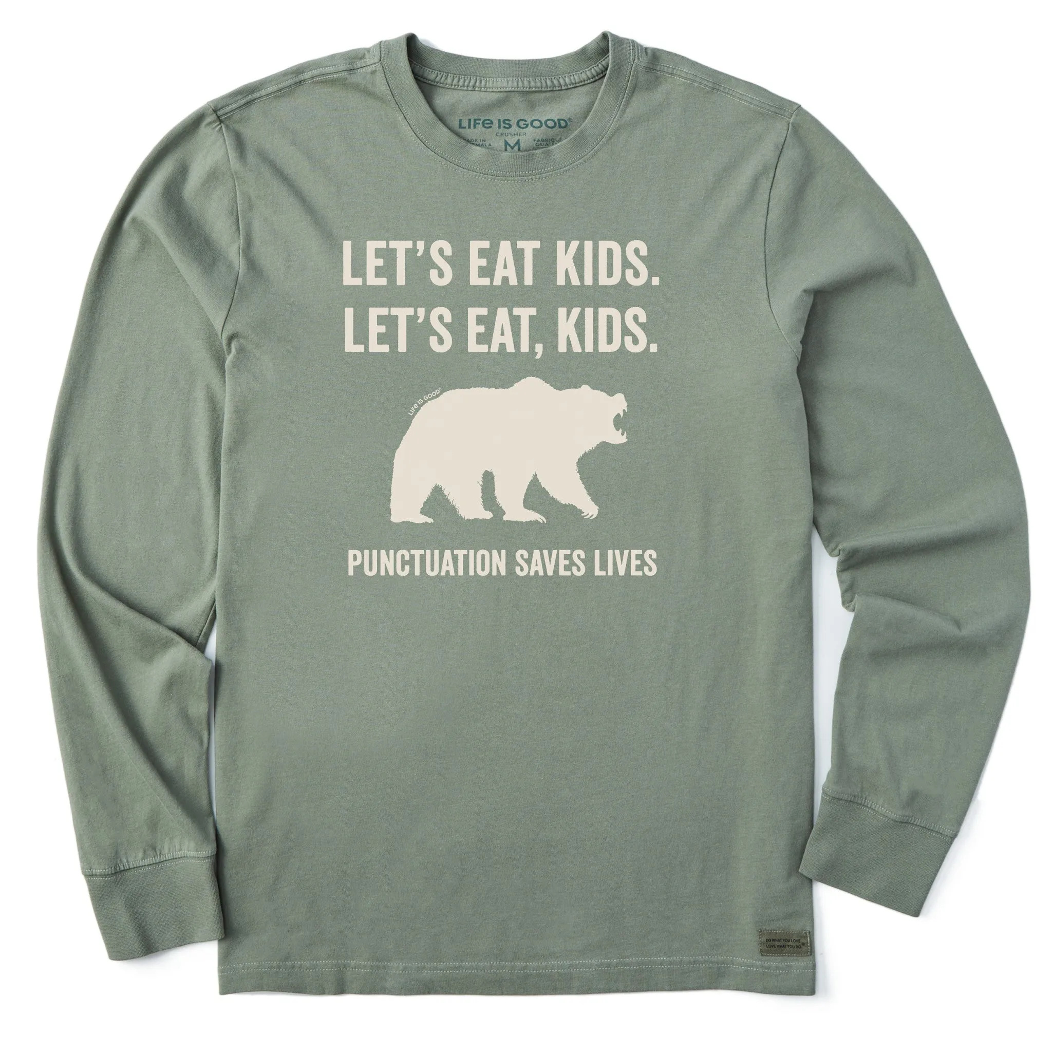 Easy Layering Men's Let's Eat, Kids Long Sleeve Crusher Tee