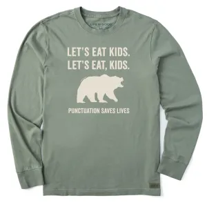 Men's Let's Eat, Kids Long Sleeve Crusher Tee Retro Style Adult Wear