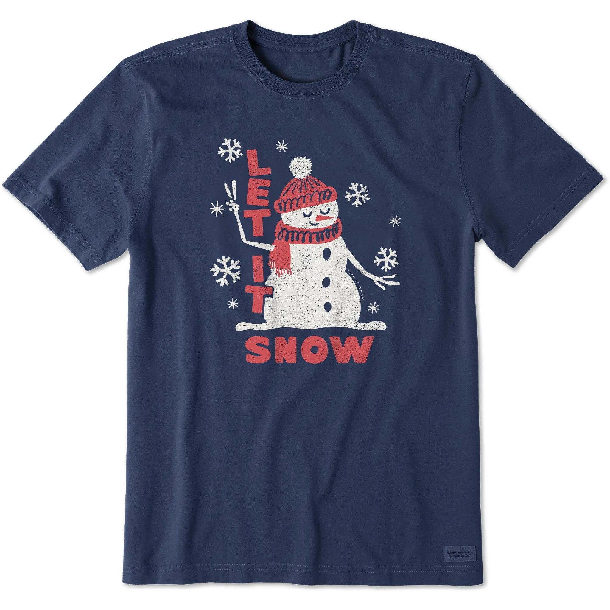 Men's Let it Snow Snowman Short Sleeve Crusher Tee Beach relaxation