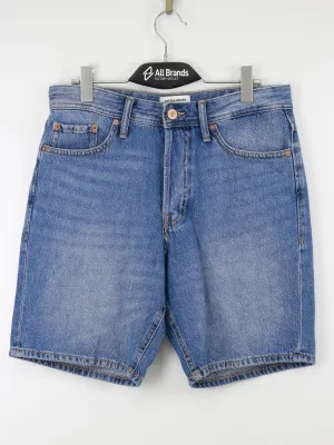 Quick Comfort Fit Beachwear Men's  Plain Solid Loose Fit Denim Short,Light Blue