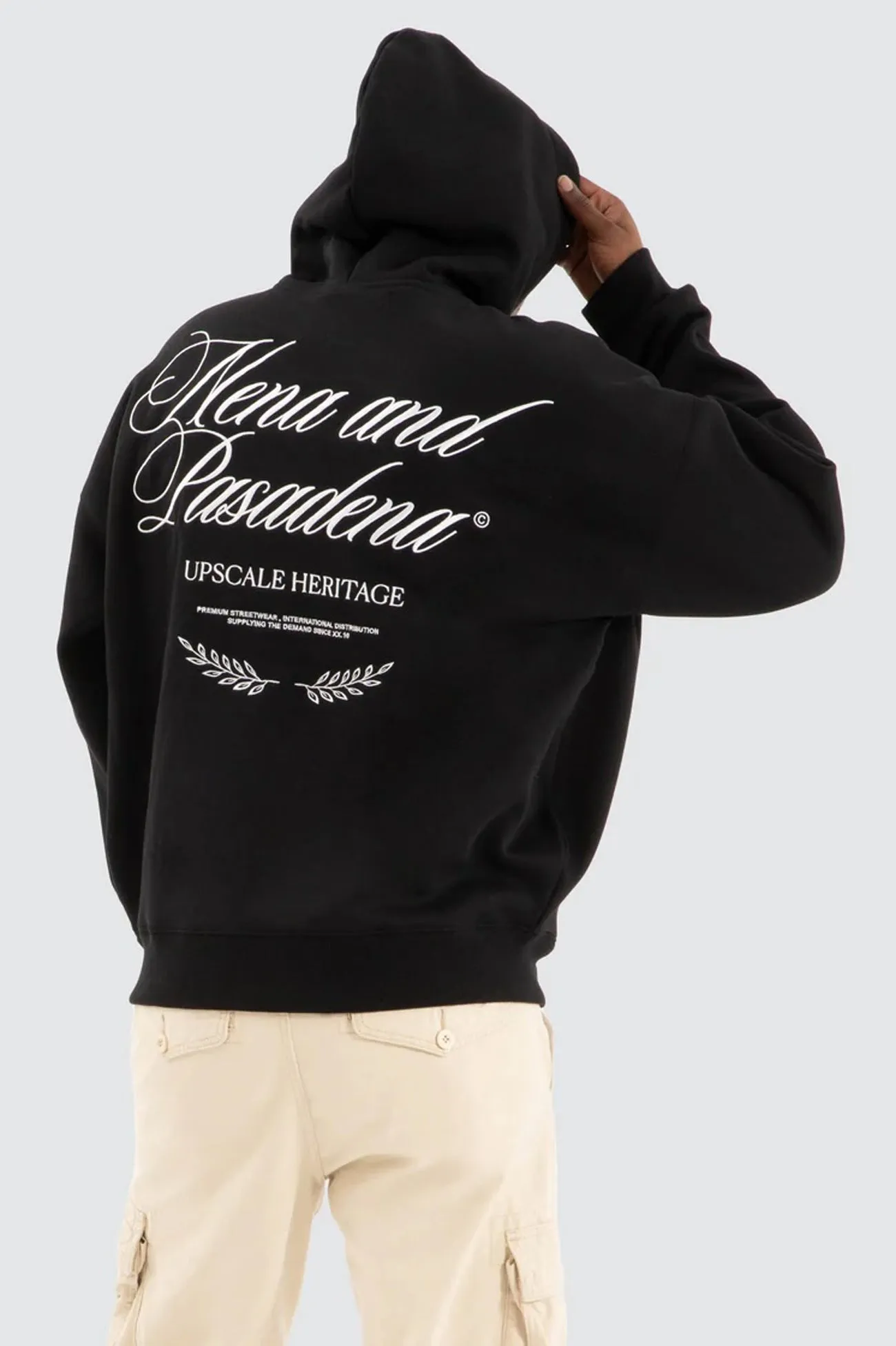 Etiquette Box Fit Hoodie Jet Black belt accents stud accents