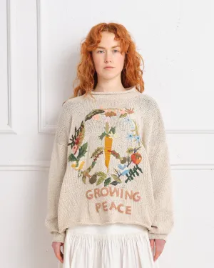 ribbed texture Twinsun Knit Rollneck - Ecru Growing Peace