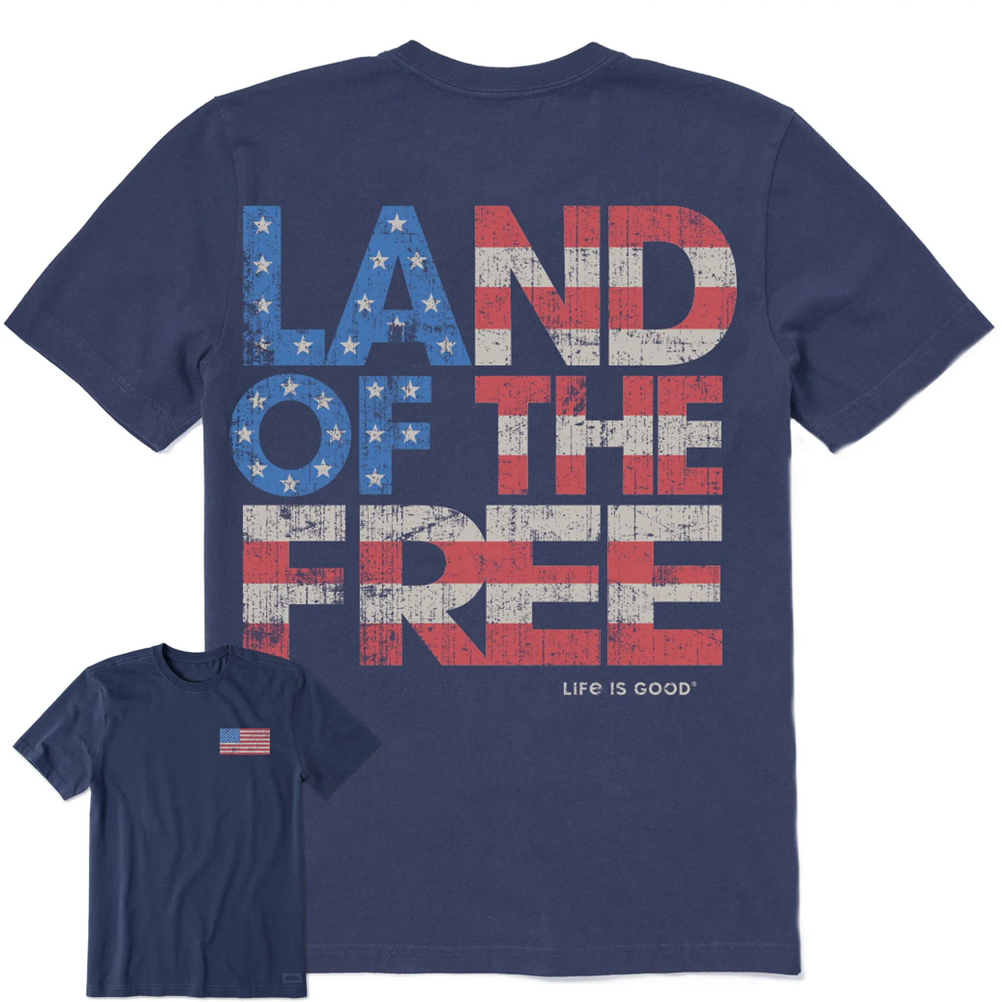 Sustainable Quick Comfort Fit Men's Land of the Free Stack Short Sleeve Tee