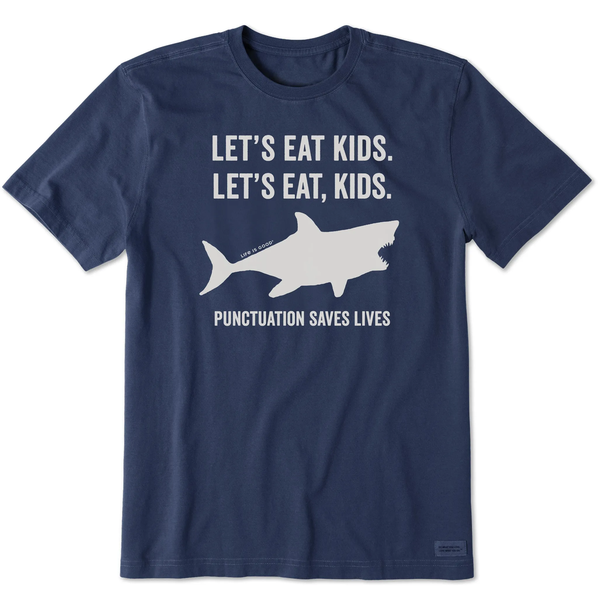 Men's Let's Eat, Kids Shark Short Sleeve Crusher Tee Fun Prints Personalized