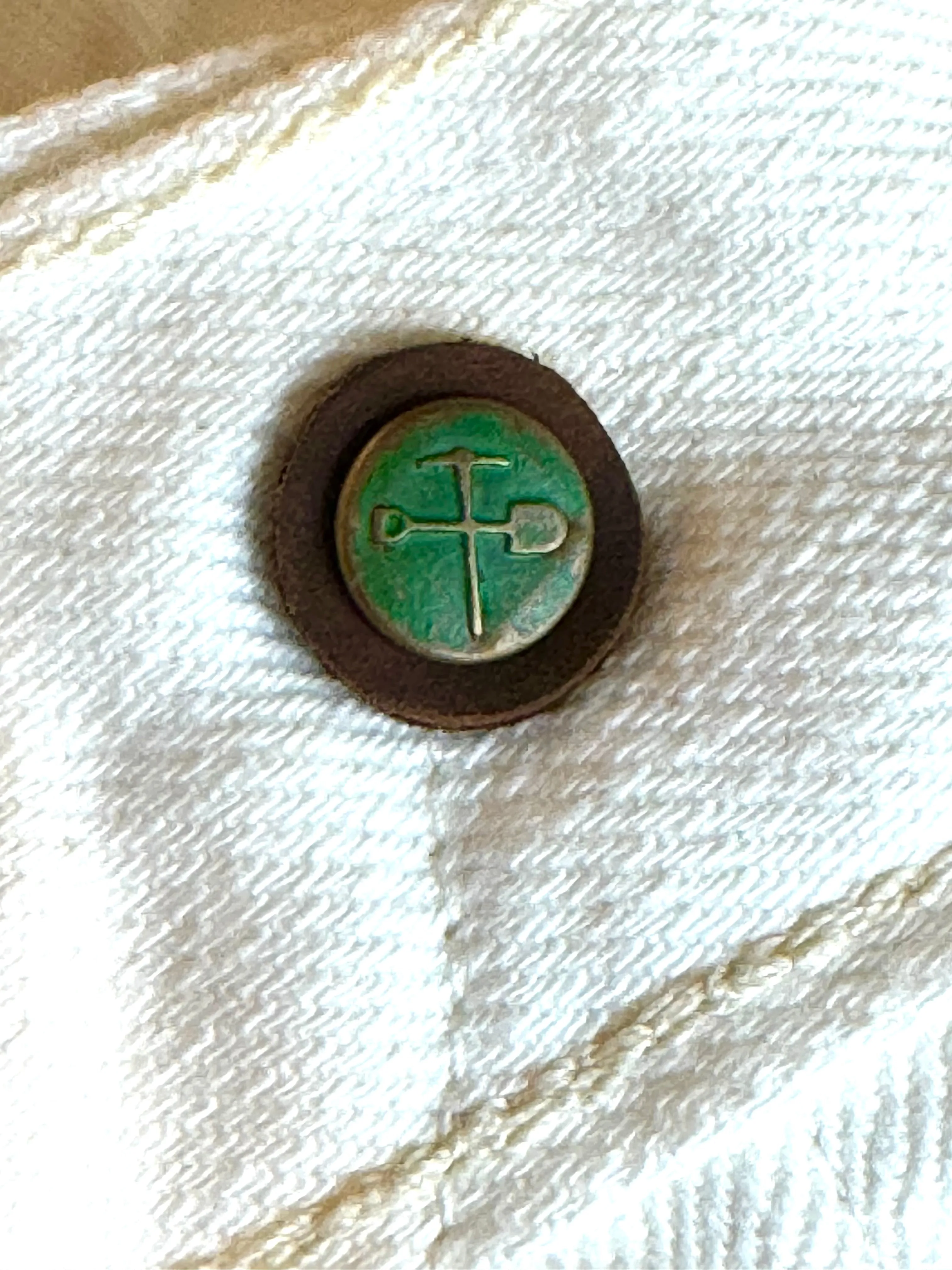 Greaser 12 oz Japanese Kurabo washed White Denim w/ red selvedge  - Please Advise denim might come with some leather patch stains on denim Easy Option Versatile Fit