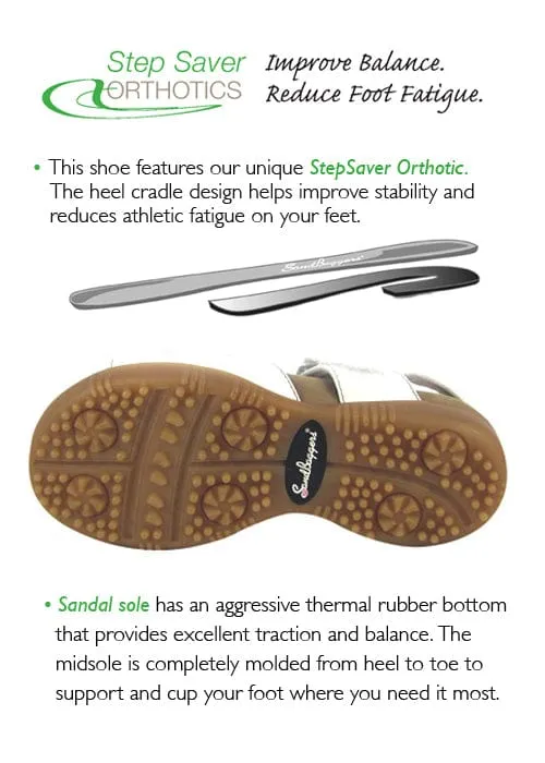 Sandbaggers: Women's Golf Sandals - Galia Tan Stable Motion Energy Boost