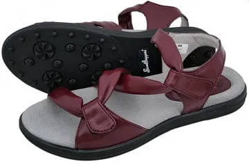 Sandbaggers: Women's Golf Sandals - Grace Burgundy Premium Fit Quick Response