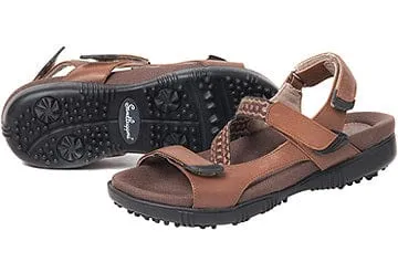 Sandbaggers: Women's Golf Sandals - Tango Teak Comfort Pro Anti Odor
