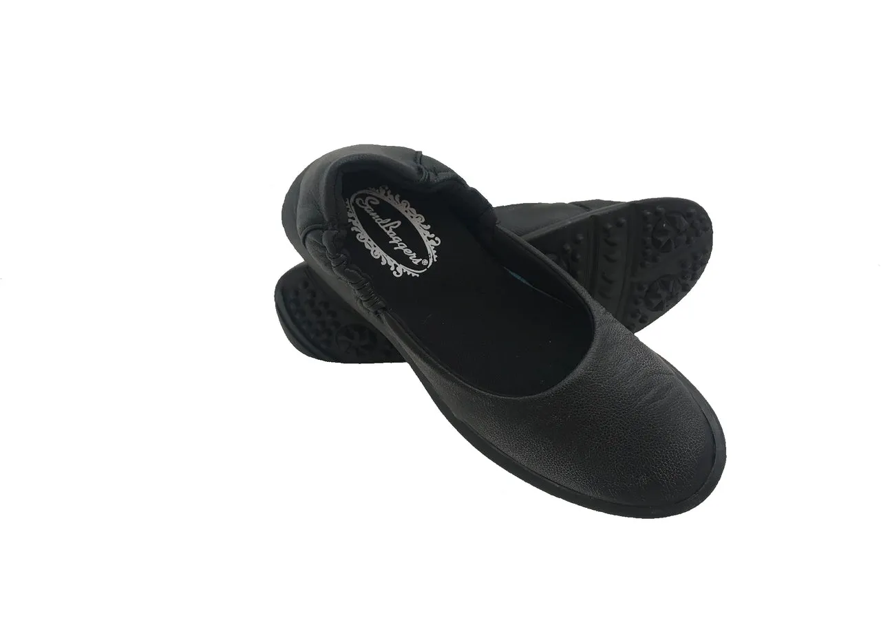 Sandbaggers: Women's Golf Shoes - Lyn Ballet Black Padded Heel