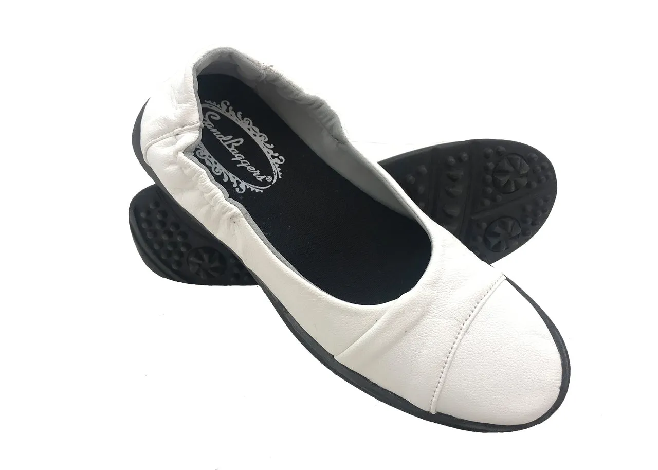 Sandbaggers: Women's Golf Shoes - Lynnsey Ballet White Stability Fit Comfort Breeze