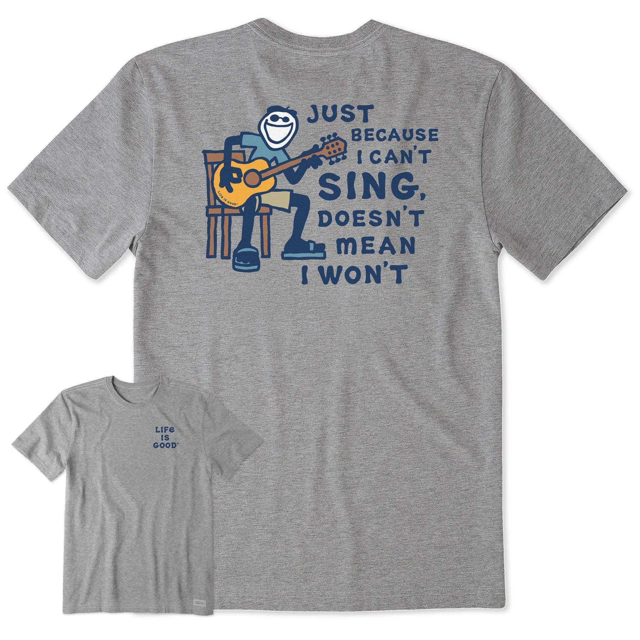 Men's Jake Can't Sing Guitar Short Sleeve Crusher Tee Light Breeze