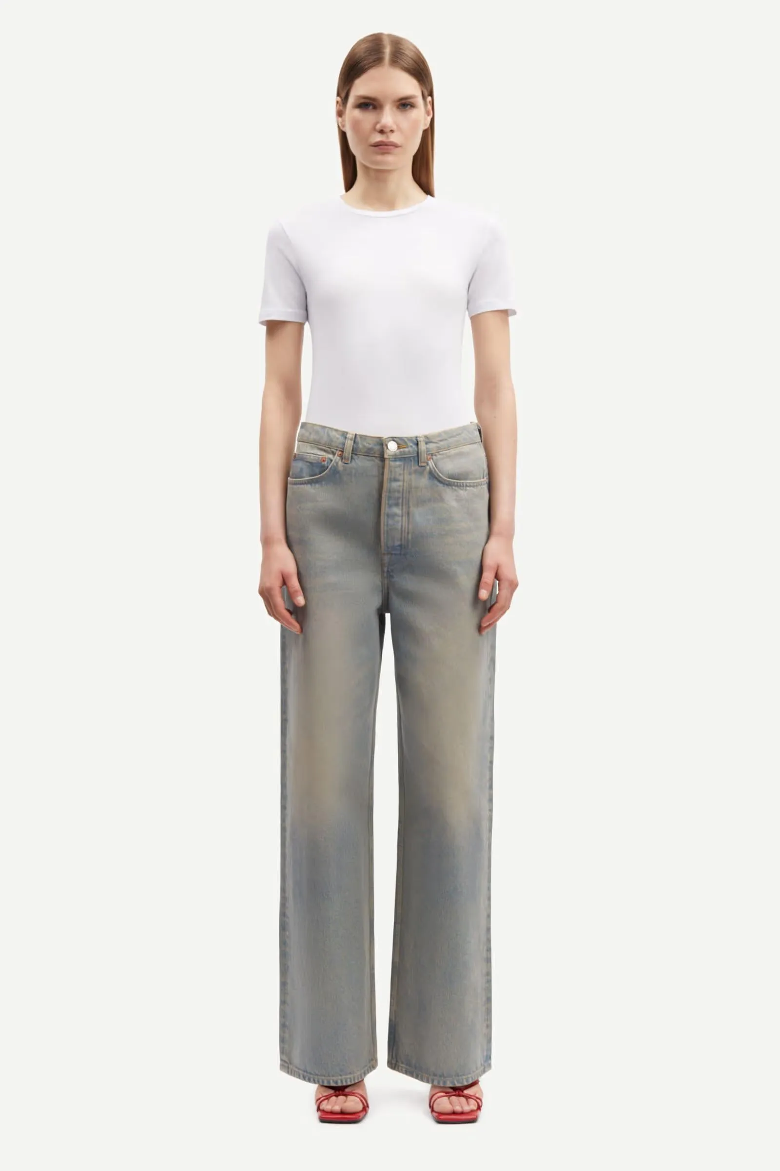 Stone Wash Finish Sashelly Jeans Oil Slick Gloss