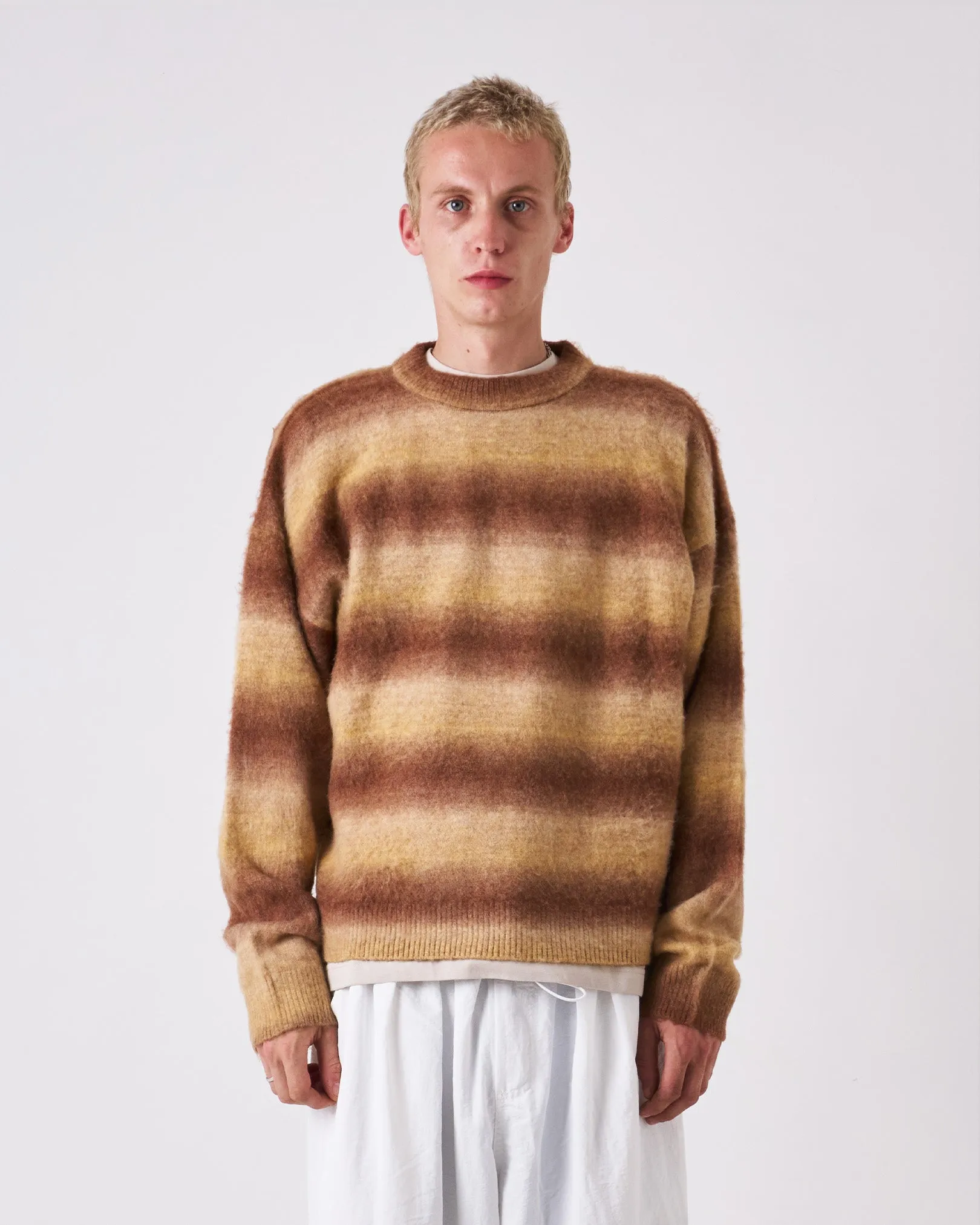 Ombre Knit Sweater (Brown) Textured Surface