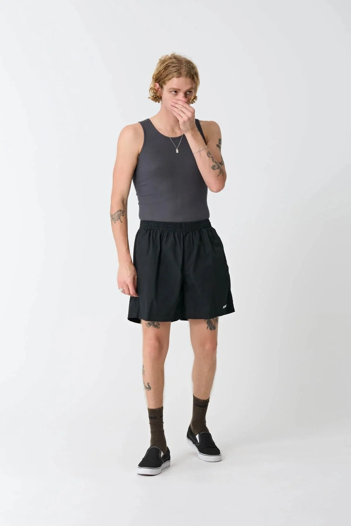 91 Stock Beachshort Black Preppy Style