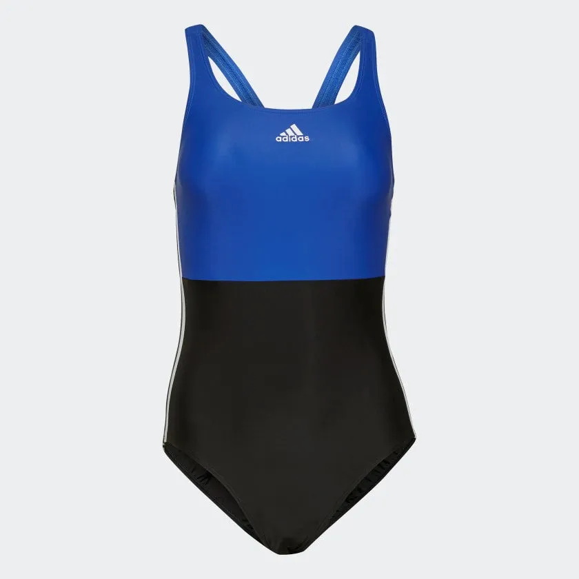 Shopping Day Street Fashion Textured Flexible Design SH3.RO 3-Stripes Colourblock Swimsuit Black/ Royal Blue/ White