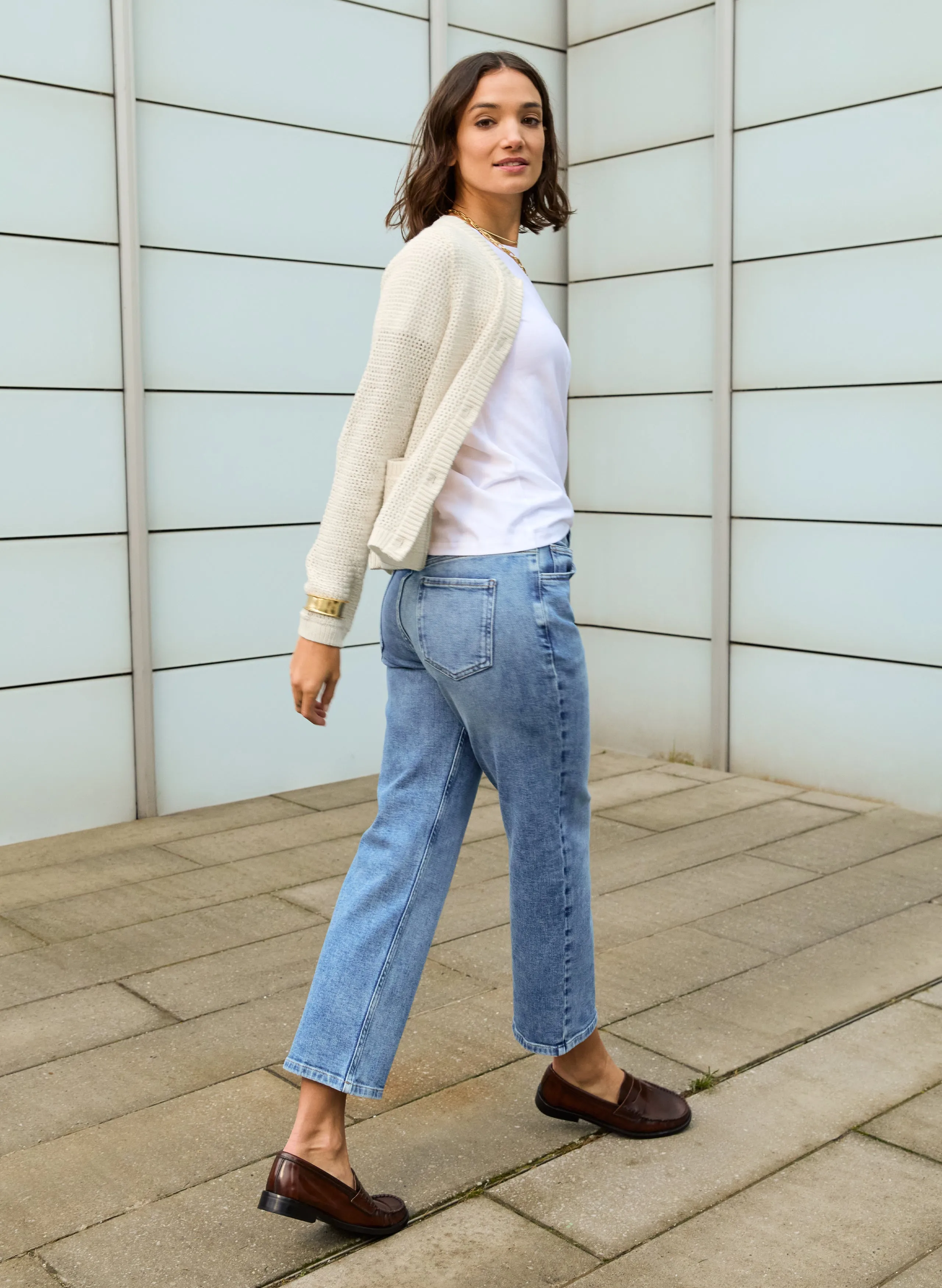 Nola Organic Cotton Stretch Crop Straight?Leg Jeans Non Irritating Inner Lining Go-To Basic