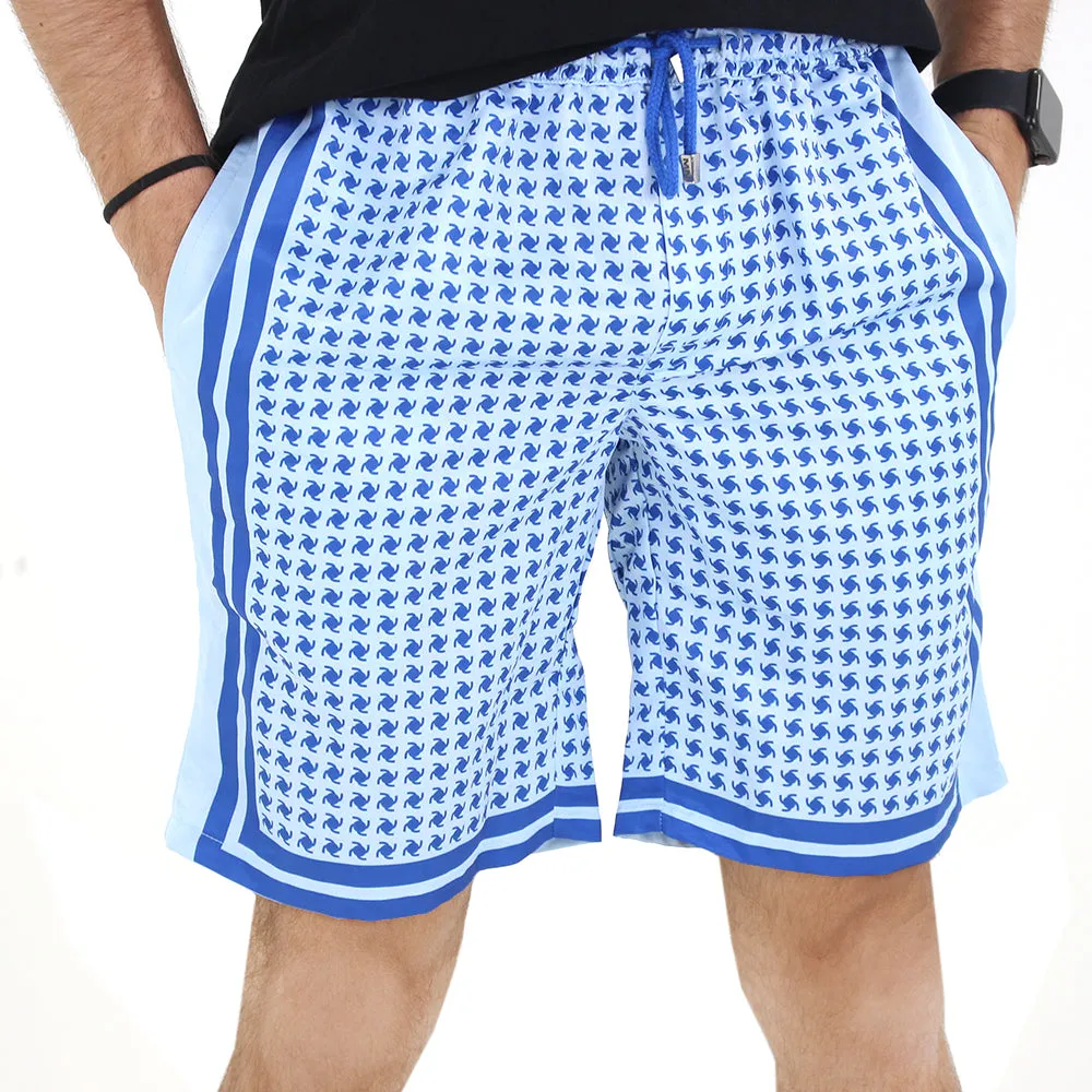 Easy Days Men's Elastic Waist Printed Short,Blue