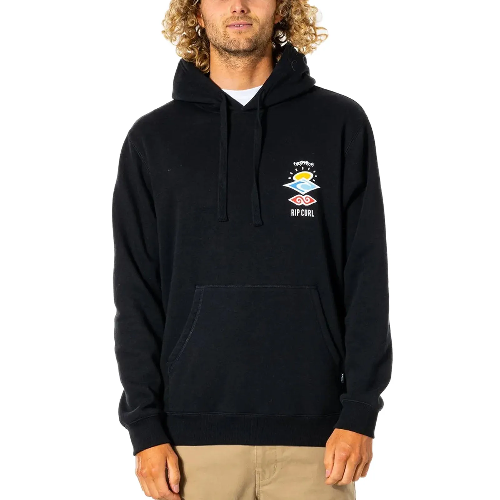 Removable Premium Style Rip Curl Mens Search Icon Fleece Pullover Hoodie