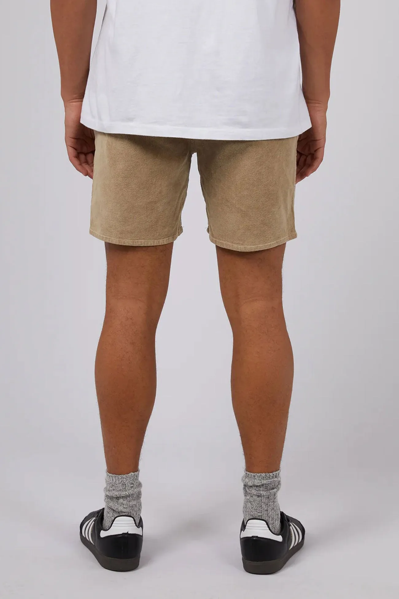 Linen blend Cord Short Tan
