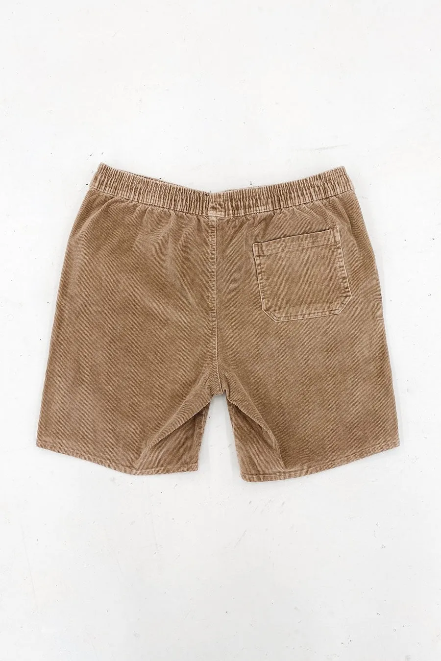 Cord Short Tan Stretch Woven Fabric Office Wear