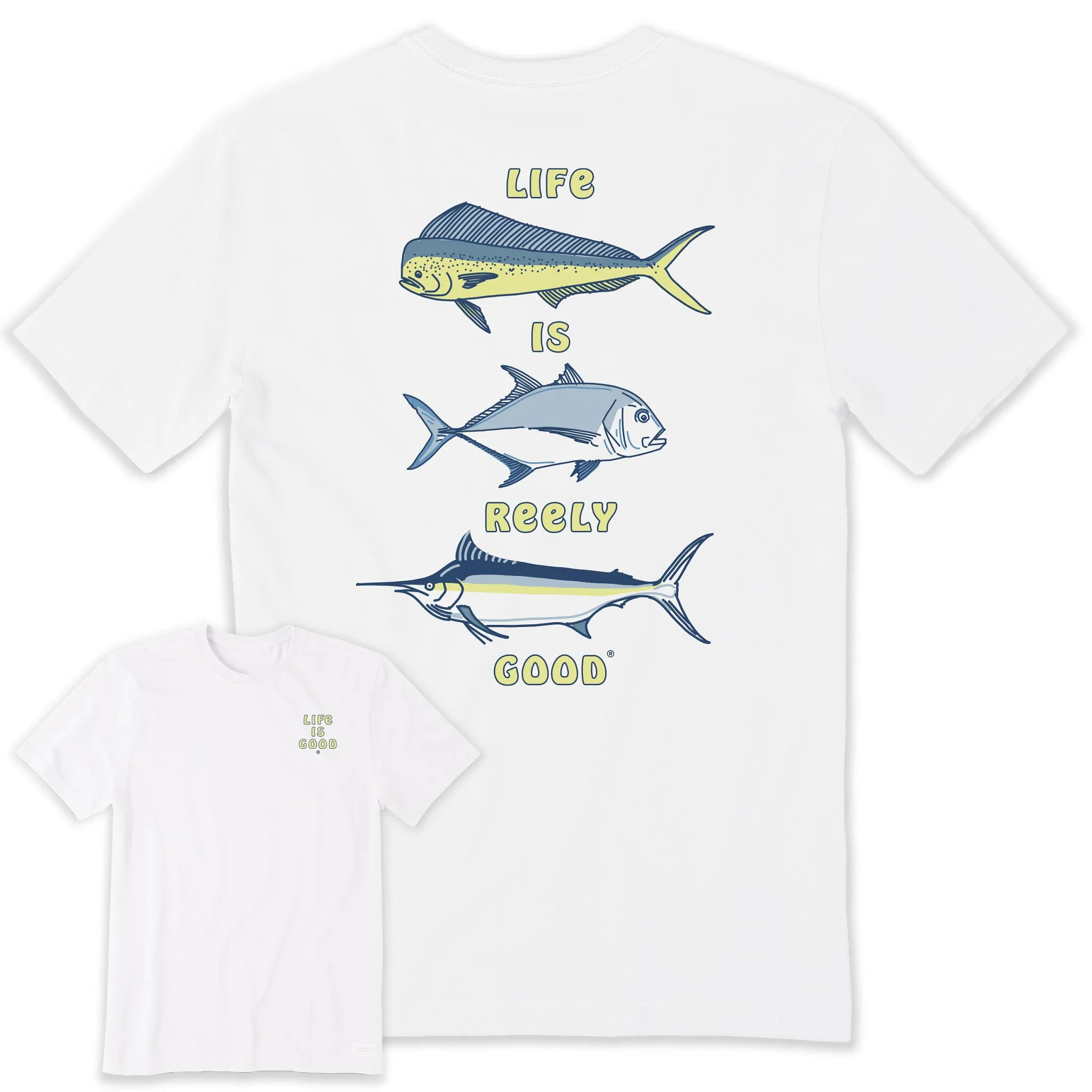 Comfy Apparel Trendy Fashion Men's Life is Reely Good Short Sleeve Crusher Tee