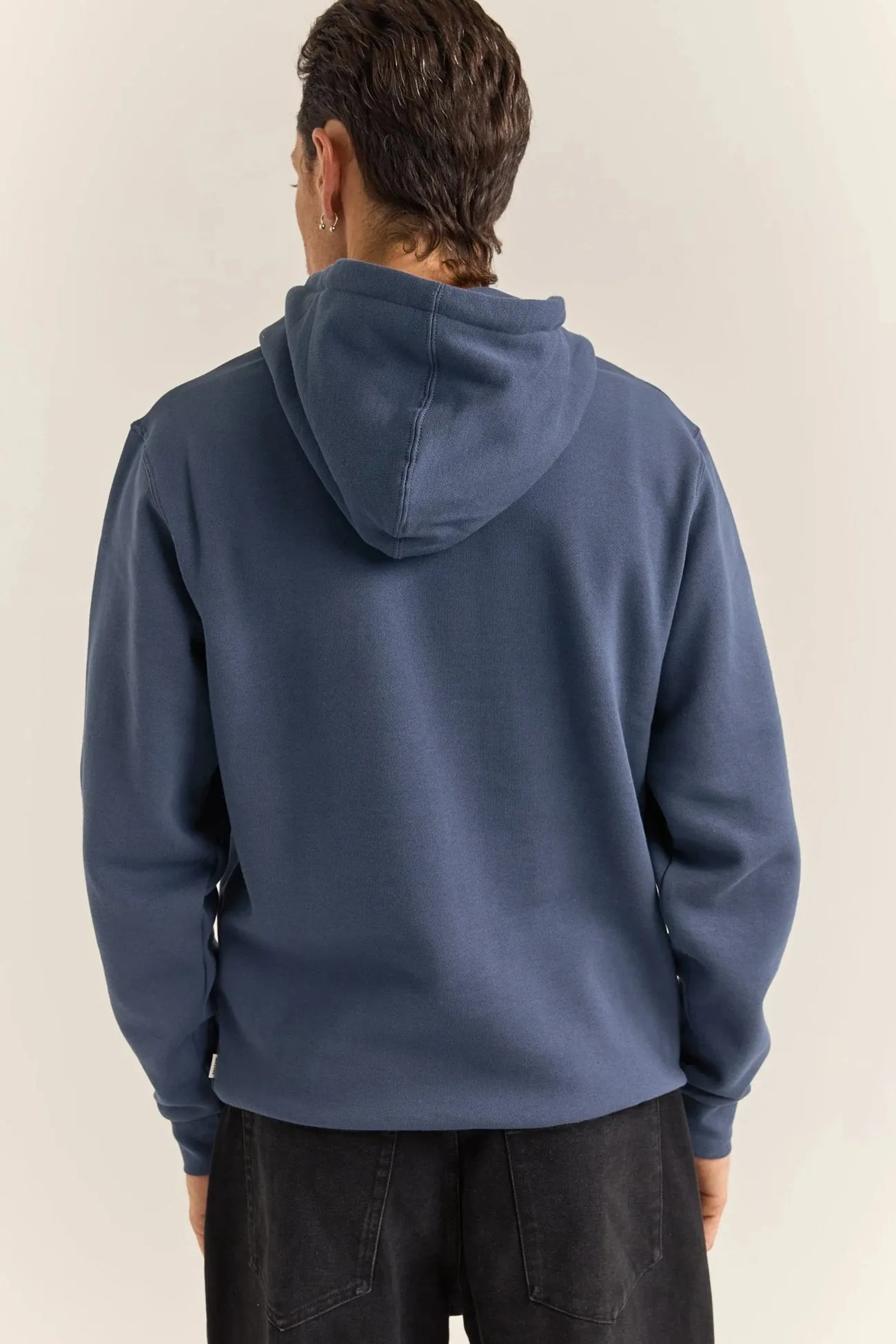 label accents Brand Fleece Hood Navy