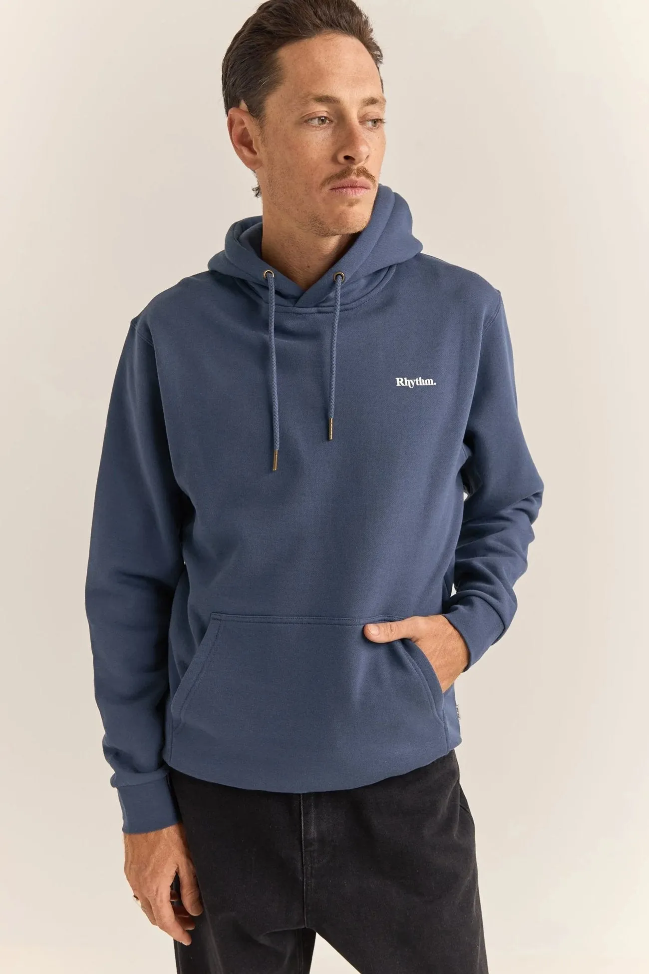 Brand Fleece Hood Navy short sleeves