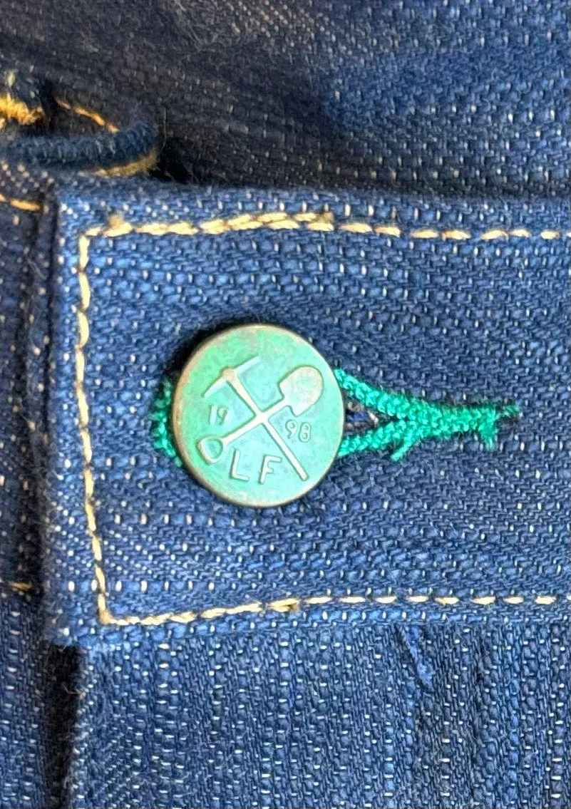 Smokestack 17 oz Awa Shoai natural hank dyed Indigo/Kakishibu weft Tokushima slub jeans Moisture Wicking Lining Pre Shrunk Fabric