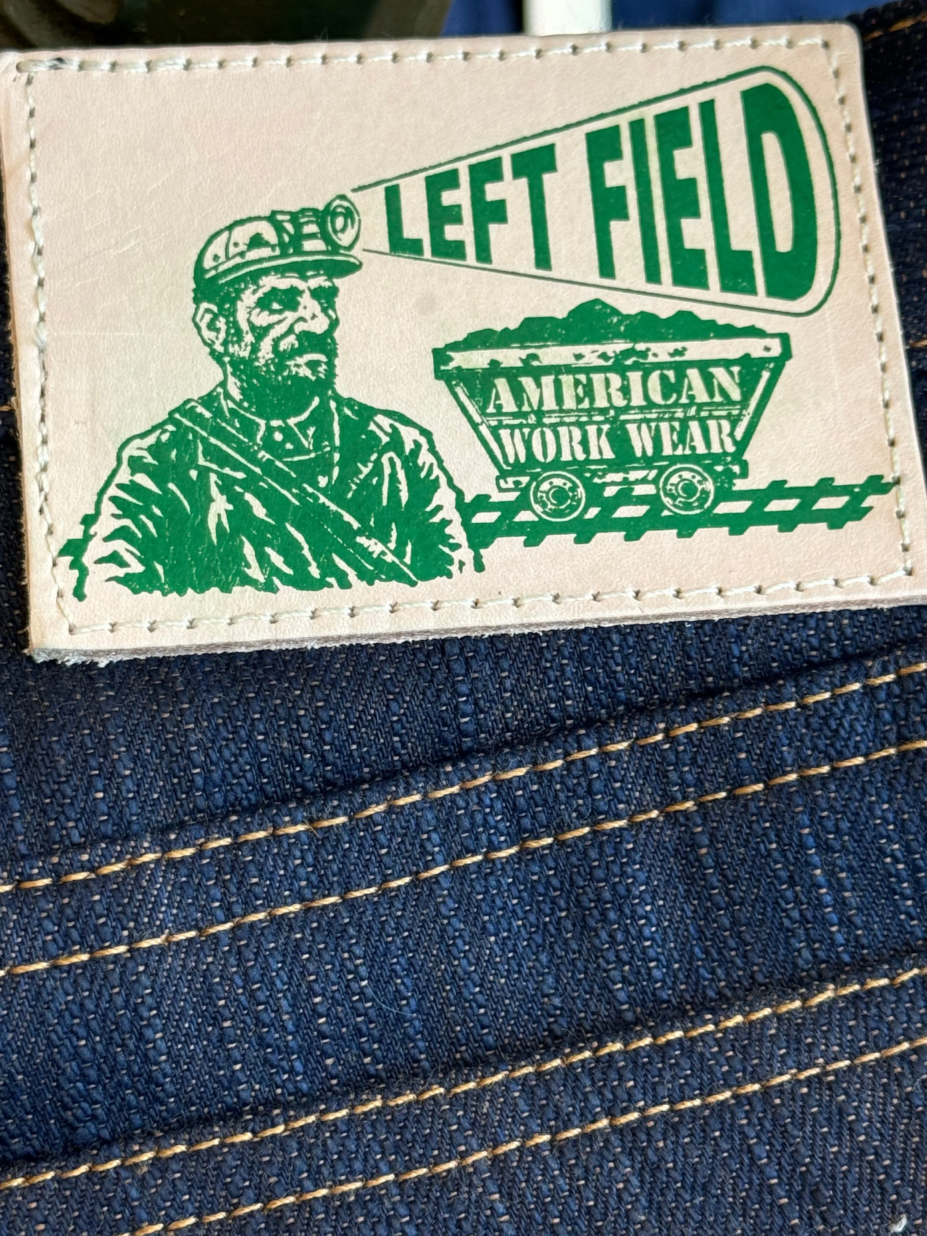 Smokestack 17 oz Awa Shoai natural hank dyed Indigo/Kakishibu weft Tokushima slub jeans General Option