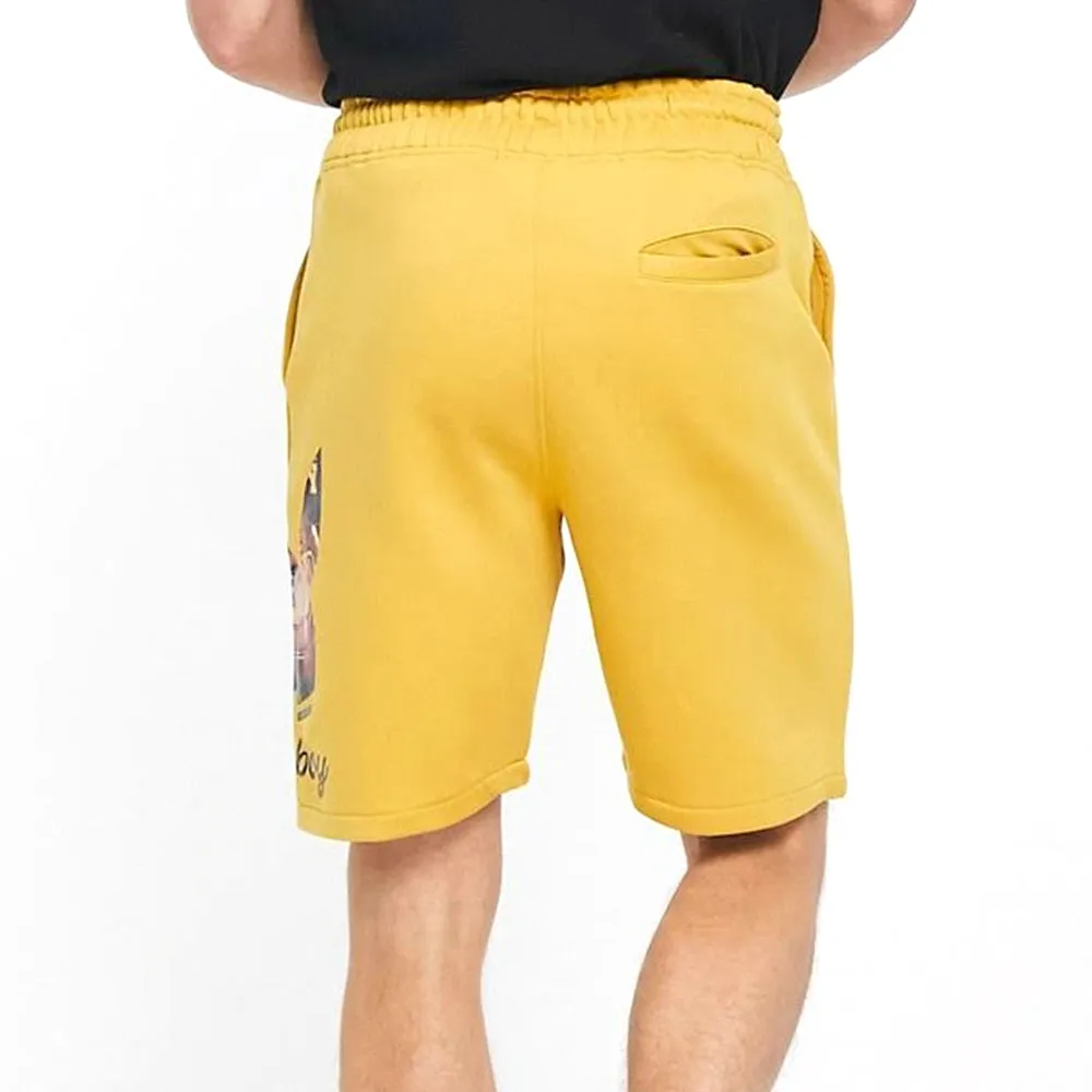 Men's Short With Photographic Print,Yellow Subtle Charm QuickReleaseBuckle