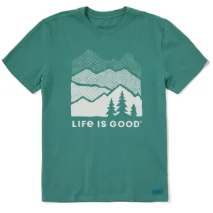 Men's Life is Good Halftone Mountains Short Sleeve Crusher Tee Trendy Comfort Wear
