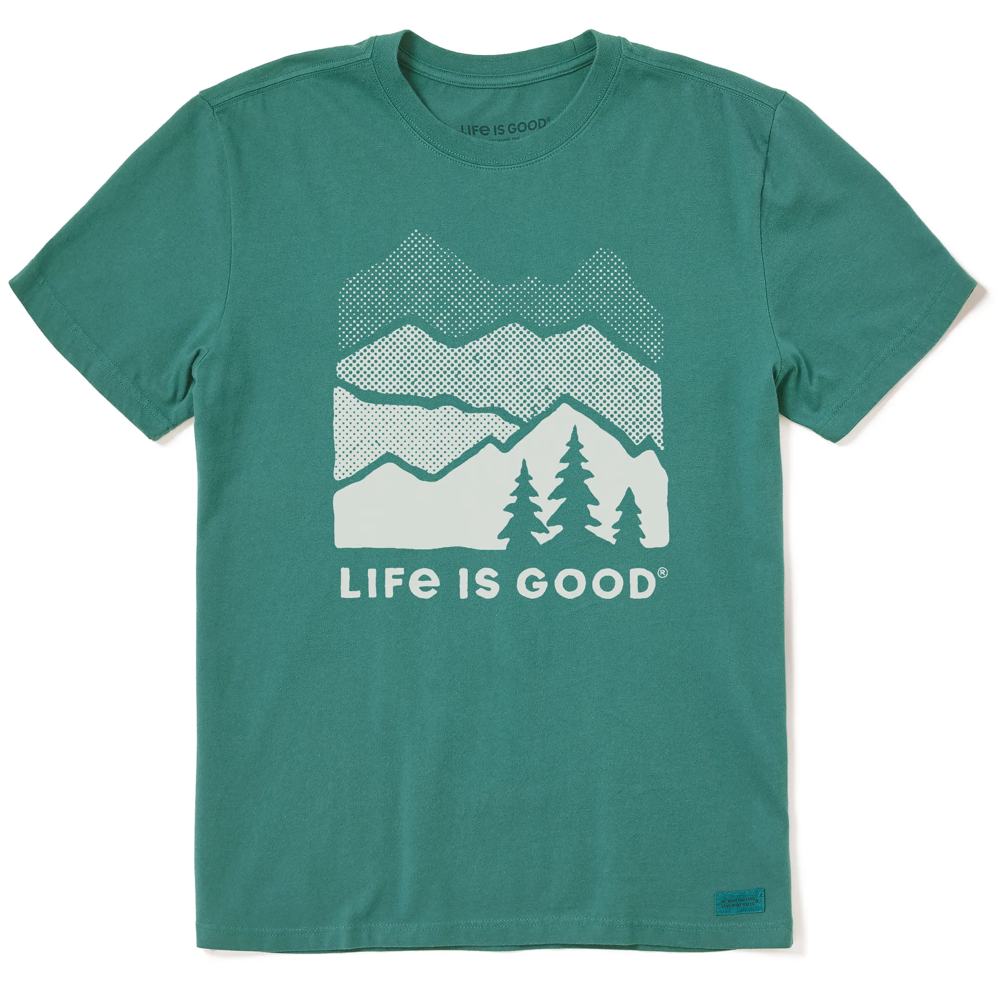Men's Life is Good Halftone Mountains Short Sleeve Crusher Tee Chilly Comfort Fashionable Piece