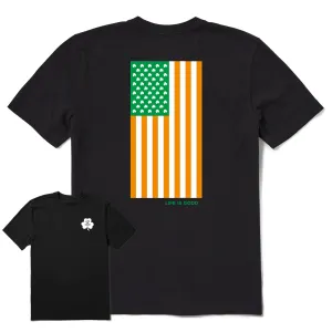 Men's Irish American Flag Vertical Short Sleeve Crusher Tee Quick Dry Material