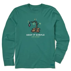 Soft And Comfortable Light and Fresh Men's Keep it Simple Christmas Tree Long Sleeve Crusher Tee