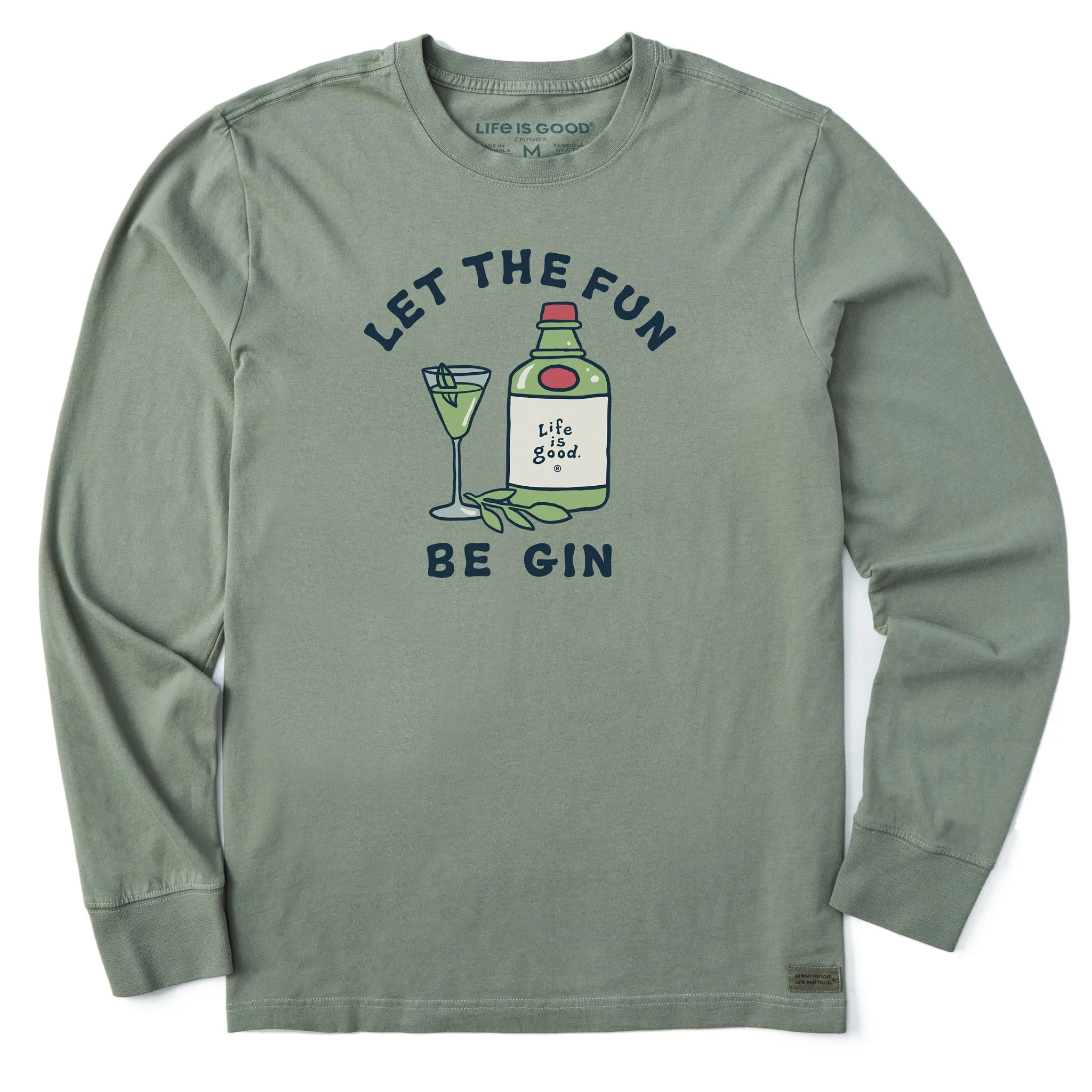Men's Let the Fun Be Gin Cocktail Long Sleeve Crusher Tee Party fun