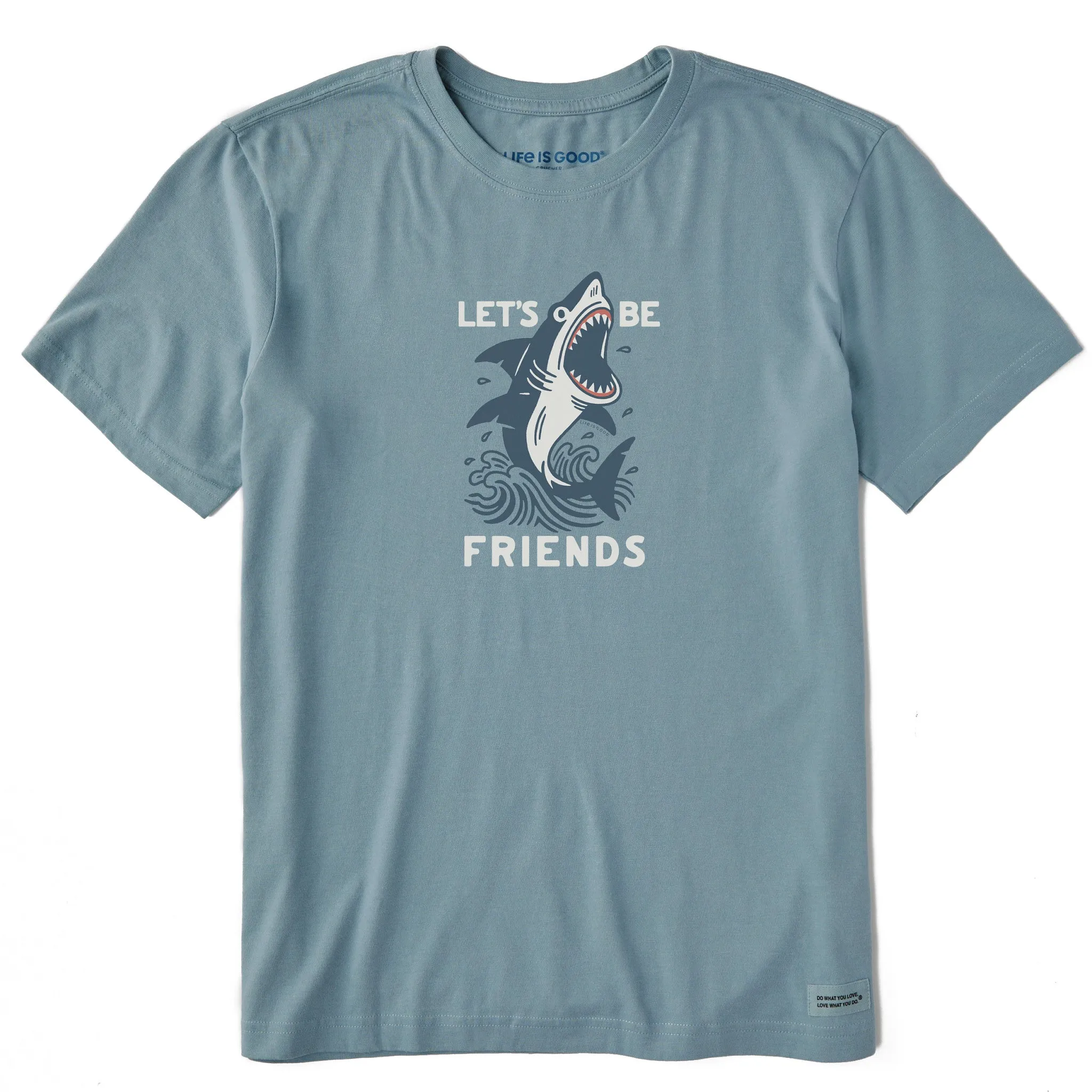 Men's Let's Be Friends Shark Short Sleeve Crusher Tee EasyCareFabric