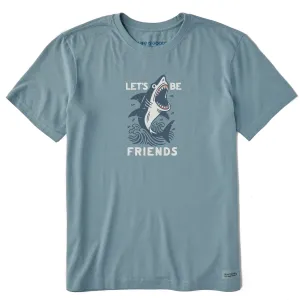 Basic Comfort Stretch Fabric Technology Men's Let's Be Friends Shark Short Sleeve Crusher Tee