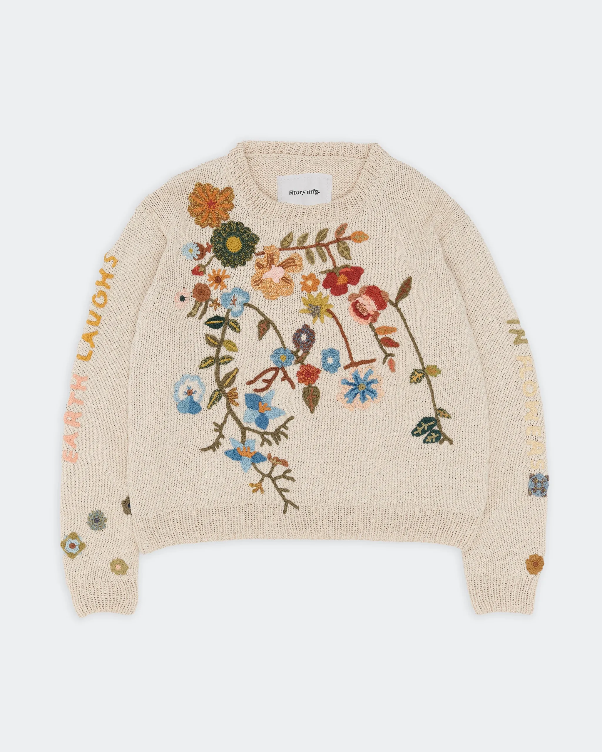 Lightweight Fabric Piper Knit Jumper - Ecru Earth Laughs