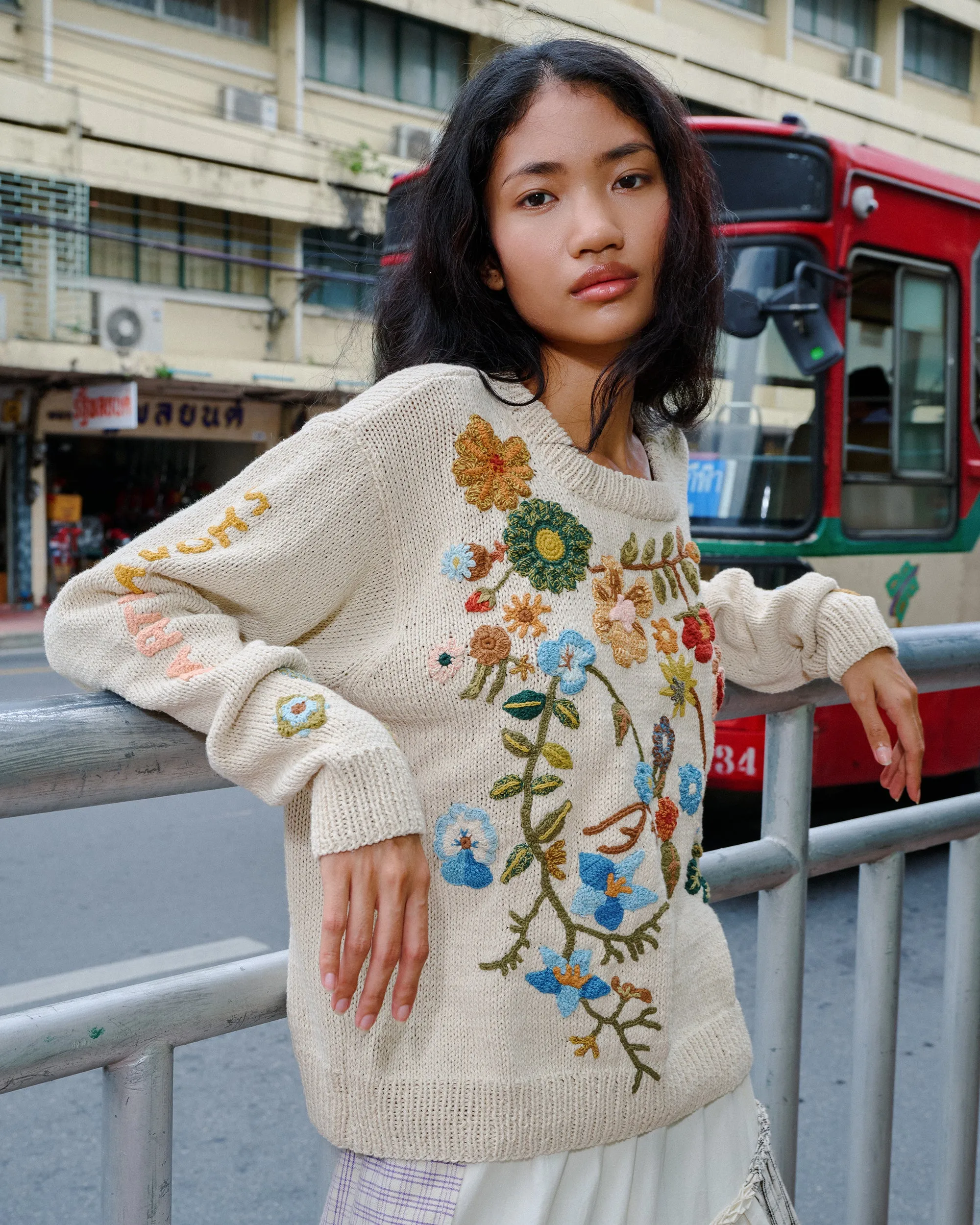 Piper Knit Jumper - Ecru Earth Laughs Flexible Ribbing