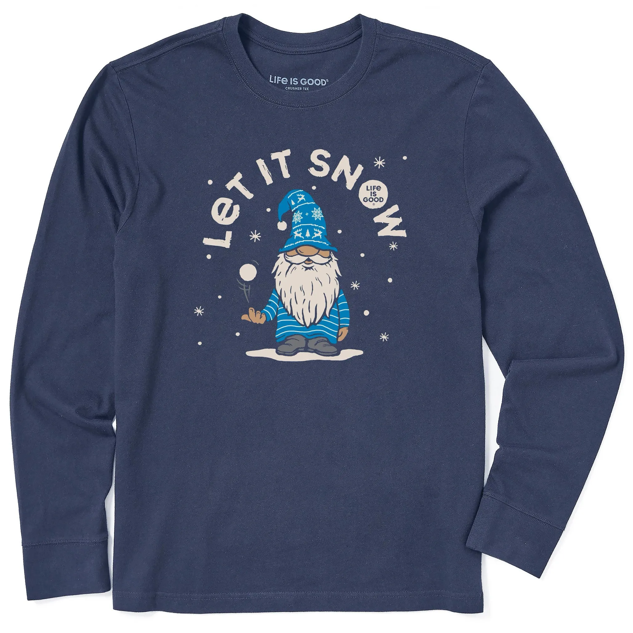 Men's Let It Snow Gnome Long Sleeve Crusher Tee Summer Fashion