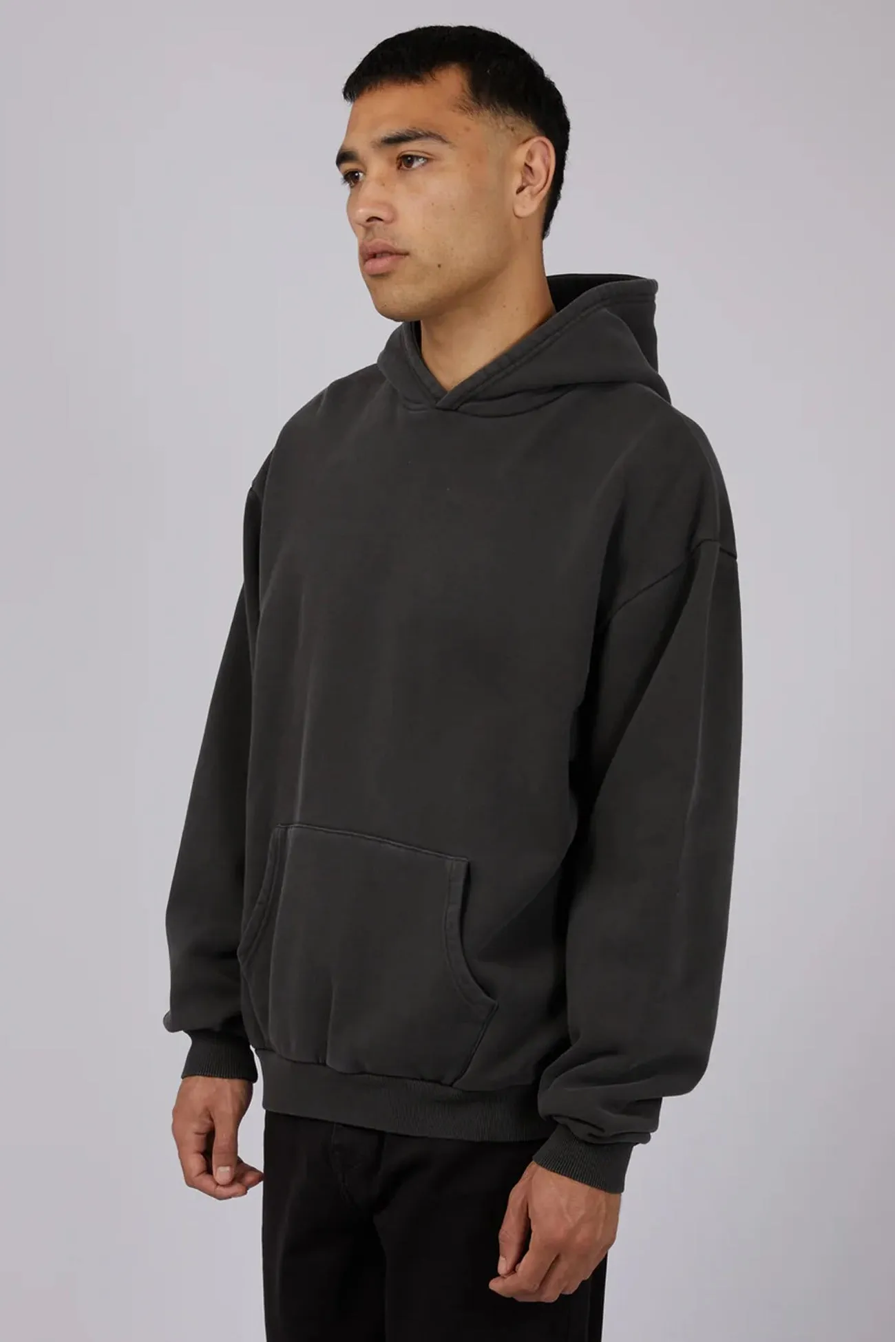 Box Hoodie Washed Black Road Trip Trendy Look