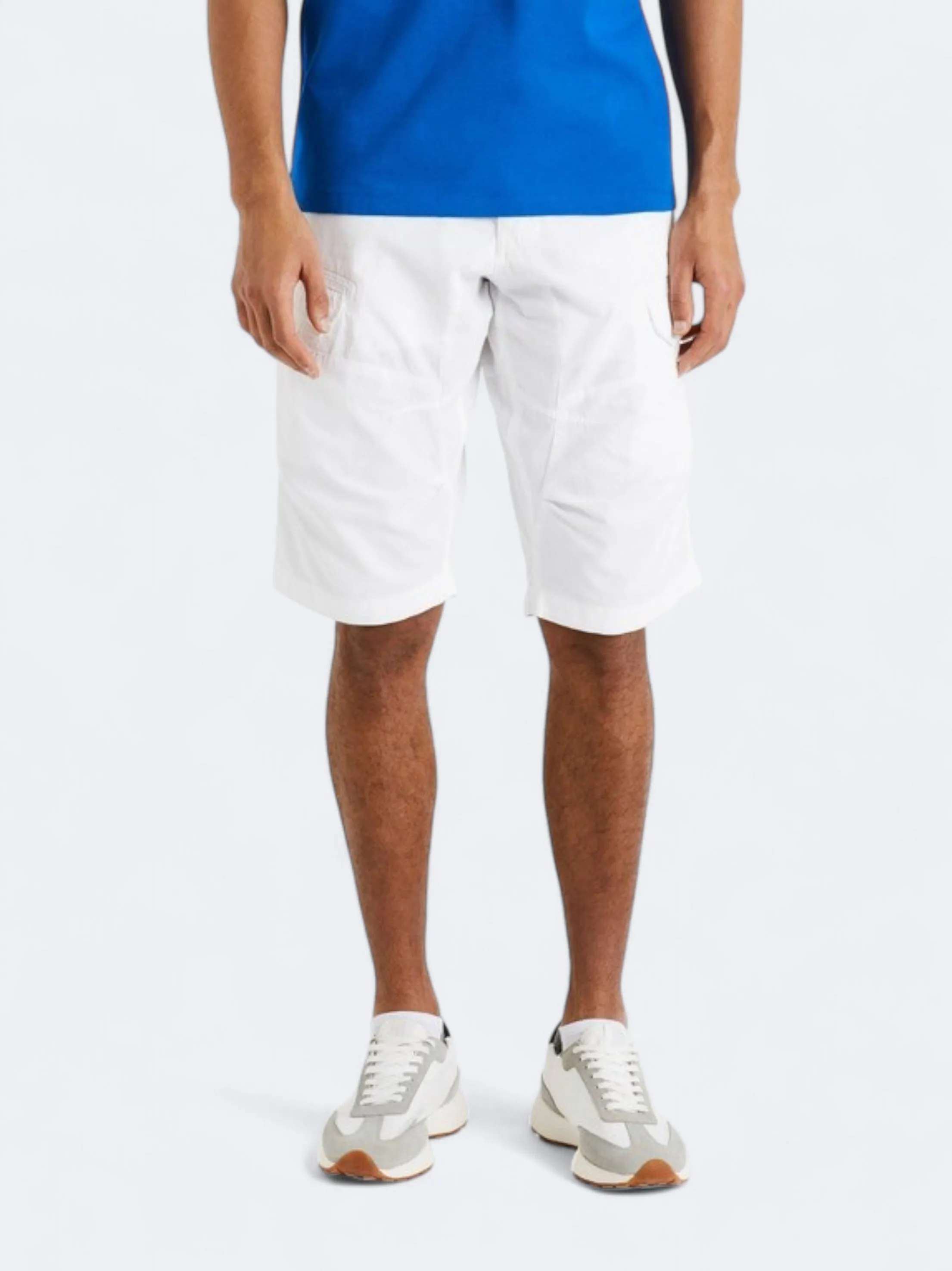 Men's Textured Cargo Long Shorts,White Airflow Design Flexible Fabric