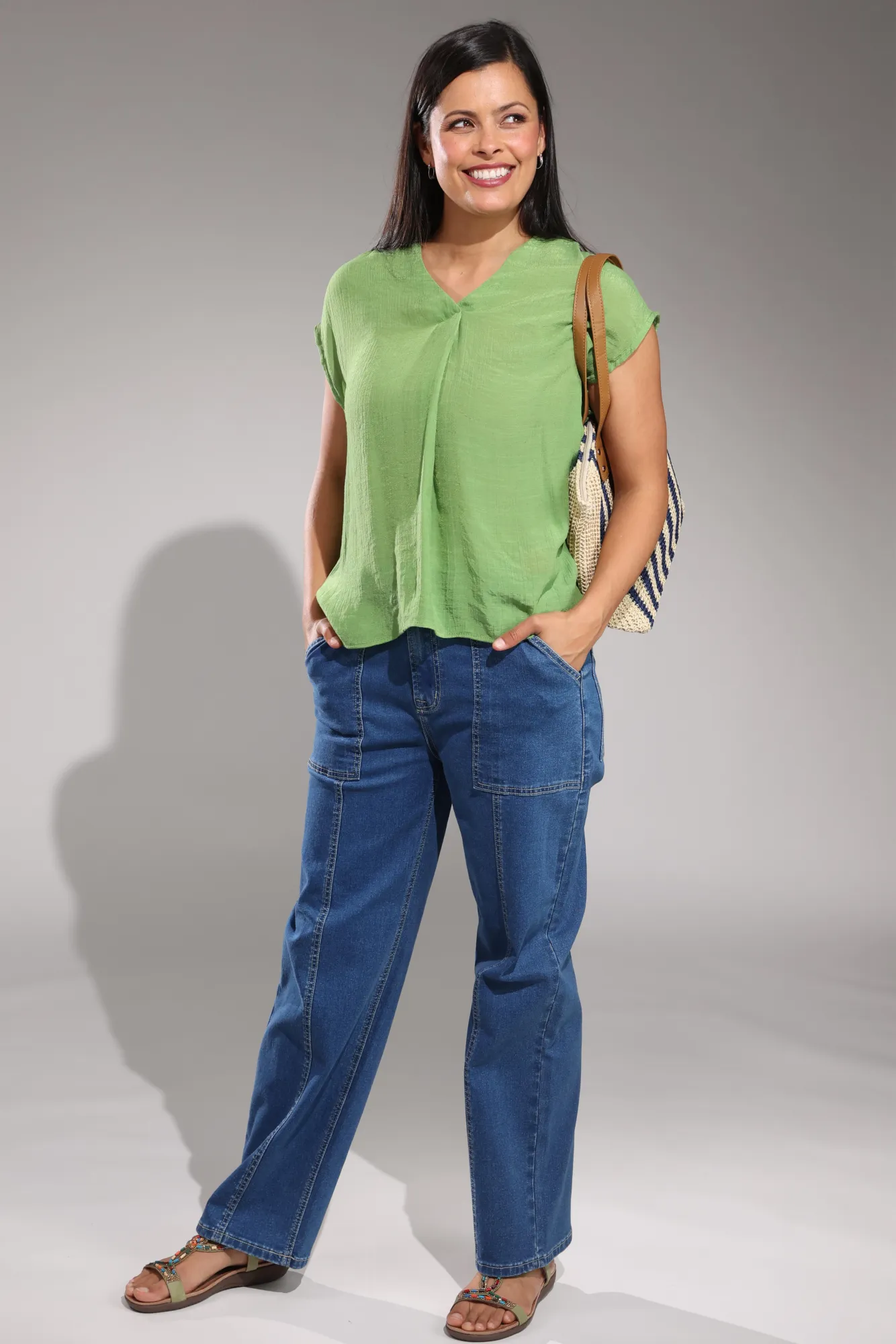 Casual Fit Straight leg Wonder Denim Jeans | MID INDIGO | 6623A1