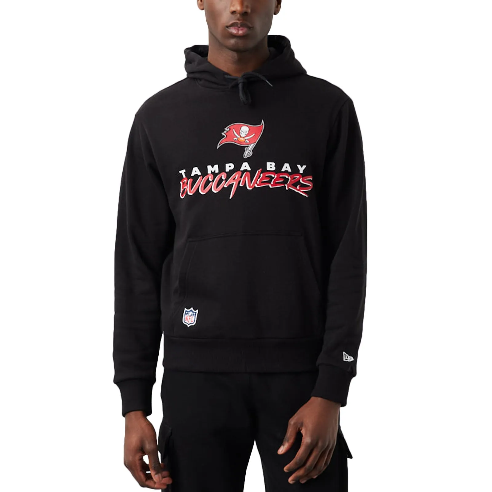 New Era Mens Tampa Bay Buccaneers NFL Script Team Hoodie - Black Cozy Basics Trendy Outfit