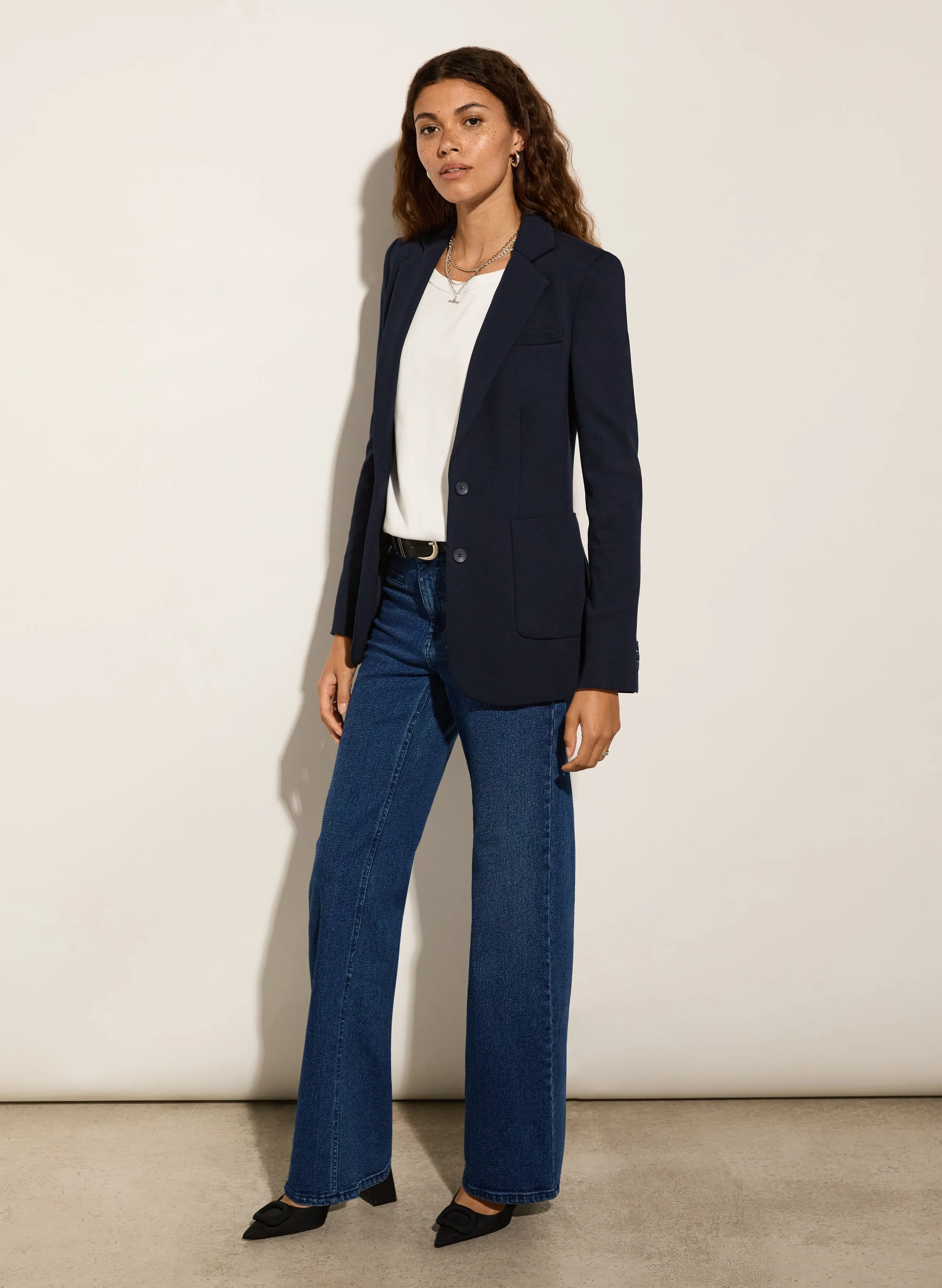 Casual Comfort Lightweight Parent Style Durable Organic Stretch?Cotton Pocket Wide Leg?Jeans