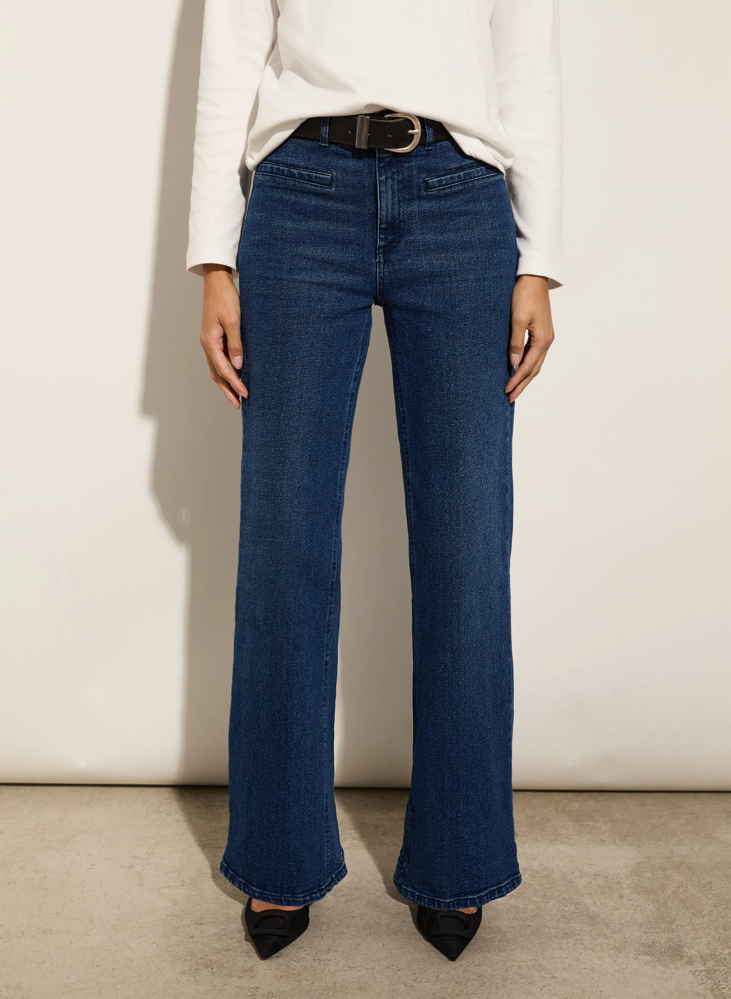 Organic Stretch?Cotton Pocket Wide Leg?Jeans Comfy Classic High Quality Smart Casual Classic Wear