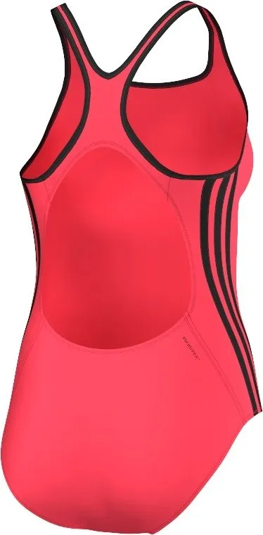 Cool Fit adidas 3 Stripe Classic One Piece Swimsuit (Shock Red/Black)