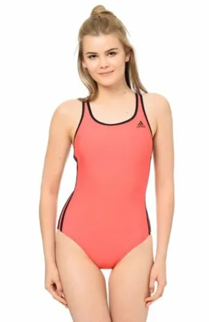 adidas 3 Stripe Classic One Piece Swimsuit (Shock Red/Black) Home Comfort Bold Look Sunny Vibes Comfortable Appearance