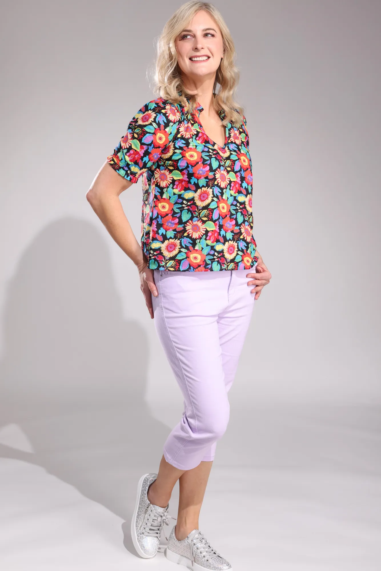 Evening Stroll Weekend Getaway Minimal Fashion Stretch Cotton blend MId Calf Jeans | LILAC | 6923A1